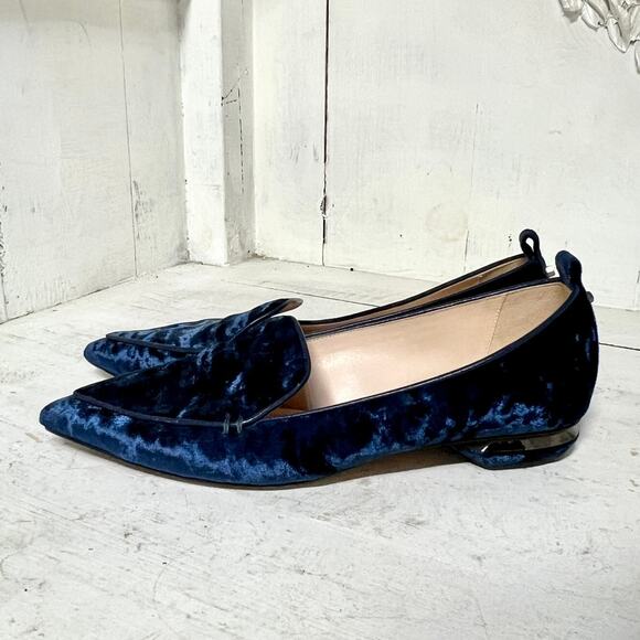 Nicholas Kirkwood Beya Velvet Slip On Pointed Toe Loafers Blue Women's 39 / 8.5 - Picture 6 of 9
